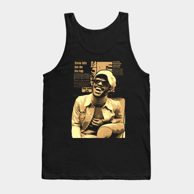 Newspaper Stevie Wonder Sephia Tank Top by OliverIsis33